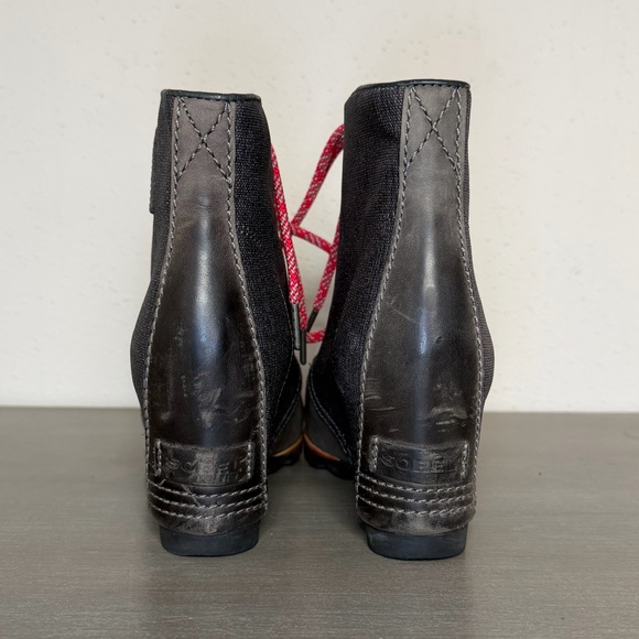 Sorel PDX Wedge Boots Gray Canvas Leather Women's Shoes Size 8.5 - Picture 6 of 8